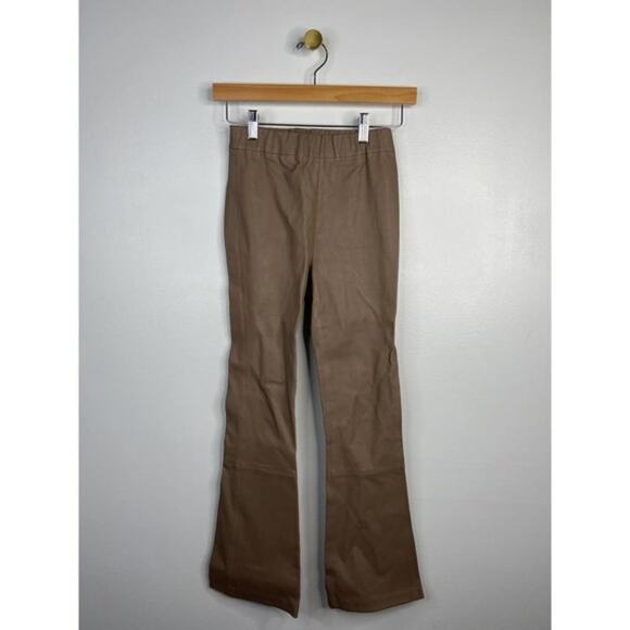 NEW Walter Baker Lori Lamb Leather Cropped Flare Pull-On Pants Tan Size: XS - Picture 2 of 9